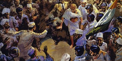 Gandhi wurde 1948 von einem fanatischen Hindu ermordet von English School