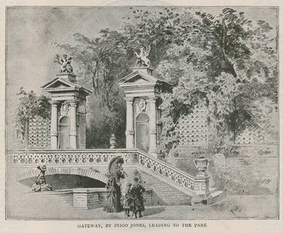 Tor von Inigo Jones, das zum Park führt, Holland House von English School