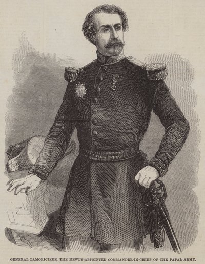 General Lamoriciere, der neu ernannte Oberbefehlshaber der päpstlichen Armee (Stich) von English School