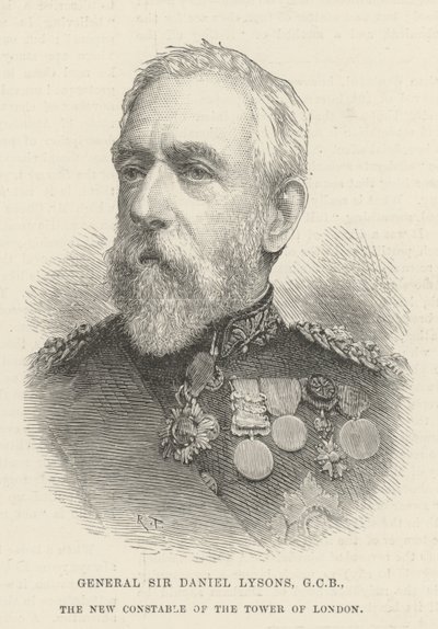 General Sir Daniel Lysons, GCB, der neue Konstabler des Tower of London von English School