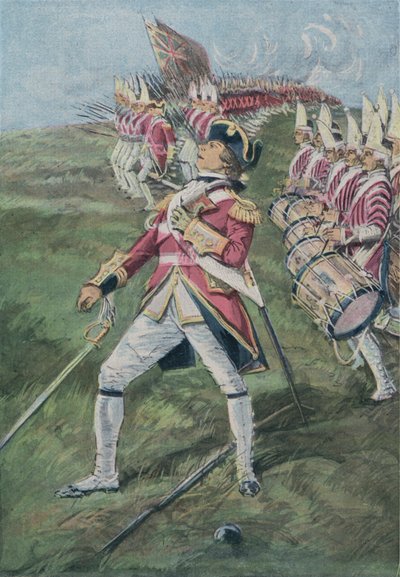 General Wolfe verwundet in der Schlacht von Quebec, Kanada, 1759 von English School