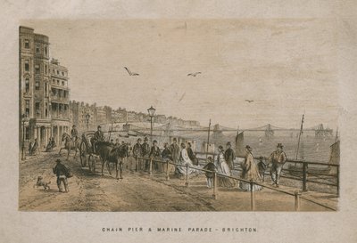 Allgemeine Ansicht des Kettenpiers und der Marine Parade in Brighton von English School