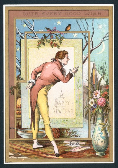 Verbeugender Herr, Neujahrskarte von English School