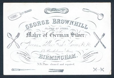 George Brownhill, Hersteller von Neusilber, Visitenkarte von English School
