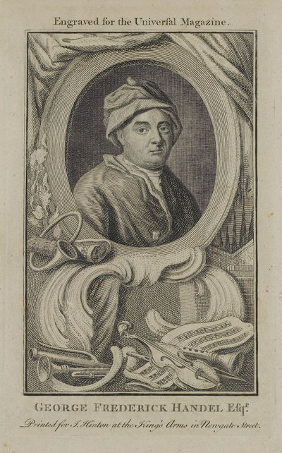 Georg Friedrich Händel, graviert für das Universal Magazine, ca. 1760 von English School