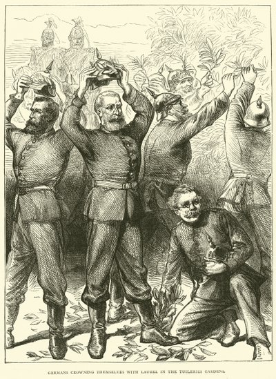 Deutsche krönen sich mit Lorbeer im Tuileriengarten, März 1871 von English School