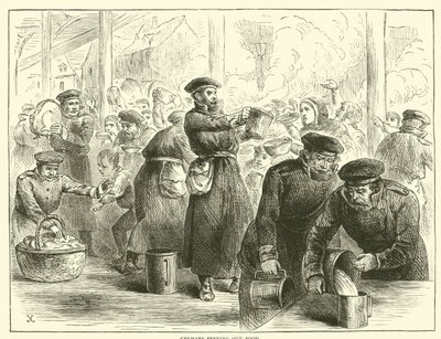Deutsche verteilen Lebensmittel, Januar 1871 von English School