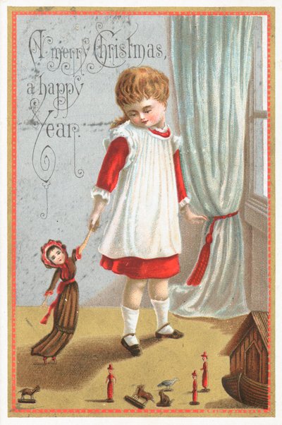 Mädchen spielt mit Puppe und Arche von English School