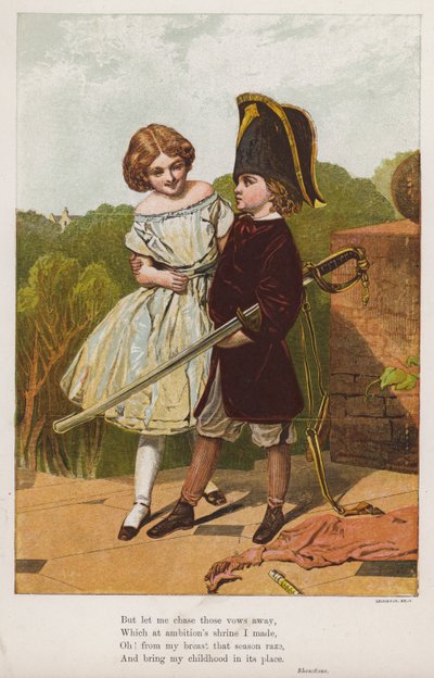 Mädchen mit einem als Soldat verkleideten Jungen von English School