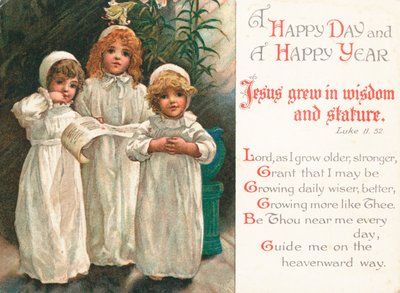 Mädchen beten, Weihnachtskarte von English School