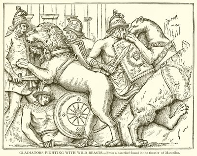 Gladiatoren kämpfen mit wilden Tieren von English School