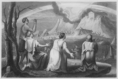 Gottes Bund mit Noah und seinen Söhnen, Genesis, IX, 9, usw. von English School