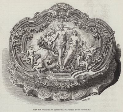 Goldene Schatulle, präsentiert von Handelsreisenden an Mr. Cobden, MP von English School