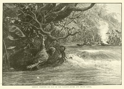 Gordon kämpft sich den Jangtse-Fluss und den Großen Kanal hinauf (Stich) von English School