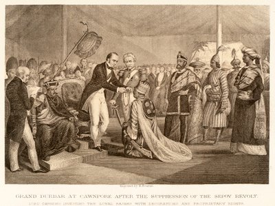 Großer Durbar in Cawnpore nach der Niederschlagung des Sepoy-Aufstands von English School