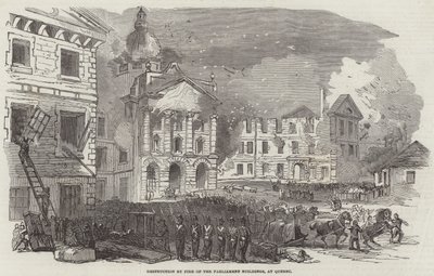 Großbrand in Quebec (Gravur) von English School