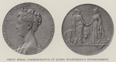 Große Medaille zur Erinnerung an die Thronbesteigung von Königin Wilhelmina (Gravur) von English School