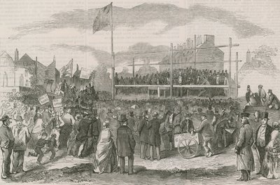 Große Freiluftdemonstration gegen die Maut der neuen Chelsea Brücke von English School
