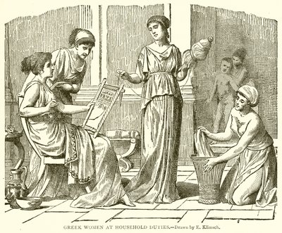 Griechische Frauen bei Hausarbeiten von English School