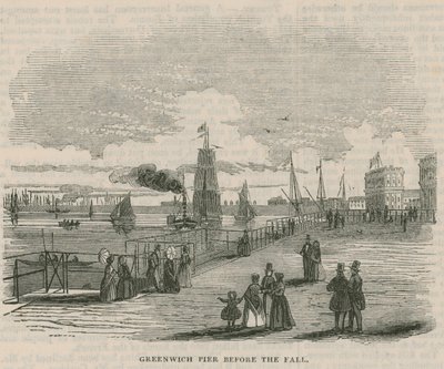 Greenwich Pier vor dem Einsturz von English School