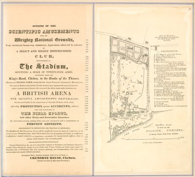 Grundriss und Übersicht der Vergnügungen im Stadion, Chelsea von English School