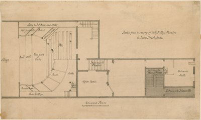 Grundriss von Miss Kellys Theater (Royalty Theatre), Dean Street, Soho, London von English School