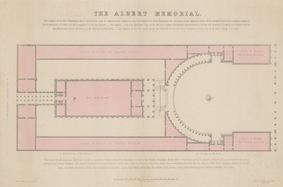 Grundriss des Albert Memorial, wie bei Burlington House vorgeschlagen von English School
