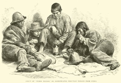 Gruppe von Indios Mansos oder domestizierten peruanischen Indianern aus Cuzco von English School