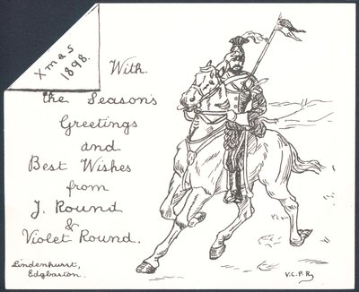 Wache zu Pferd, Weihnachtskarte von English School