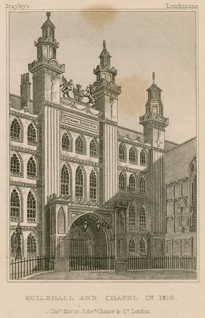 Guildhall und Kapelle, London, im Jahr 1810 von English School