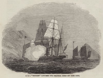 HMS "Reynard" erobert zwei piratische Dschunken vor Hongkong von English School