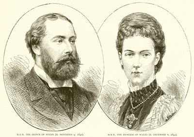 H.R.H. der Prinz von Wales (geb. 9. November 1841). H.R.H. die Prinzessin von Wales (geb. 1. Dezember 1844) von English School