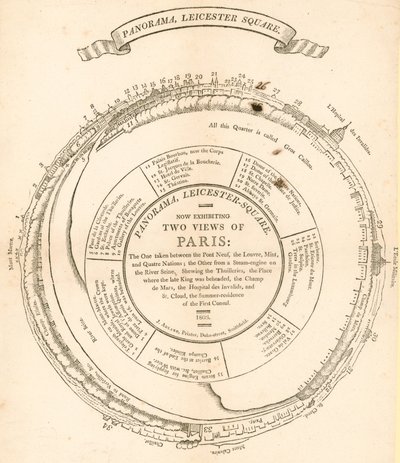 H. A. Barkers zwei Ansichten von Paris, Panorama, Leicester Square, London von English School
