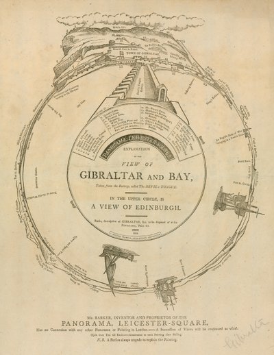 H. A. Barkers Ansicht von Gibraltar und der Bucht, Panorama, Leicester Square, London von English School