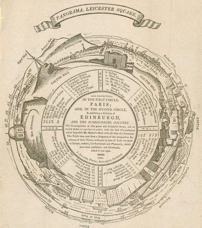 H. A. Barkers Ansicht von Paris, Panorama, Leicester Square, London; auch eine Ansicht von Edinburgh von English School
