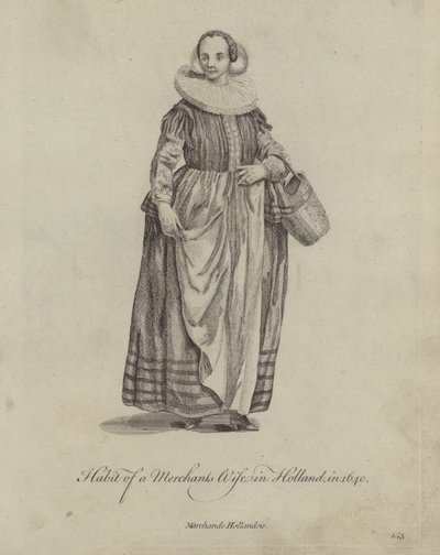 Kleidung einer Kaufmannsfrau in Holland, 1640 von English School