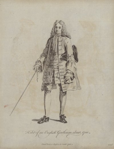 Kostüm eines englischen Gentlemans um 1700 (Stich) von English School