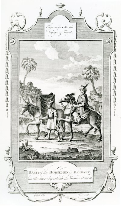 Gewohnheit der Reiter in Barbary, Illustration aus Moores Reisen und Reisen von English School