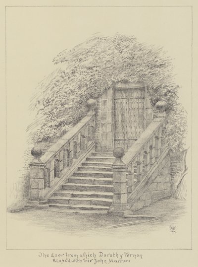 Haddon Hall, Die Tür, durch die Dorothy Vernon mit Sir John Manners durchbrannte von English School