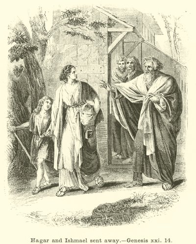 Hagar und Ismael werden weggeschickt, Genesis, xxi, 14 von English School