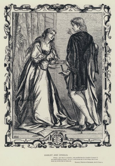 Hamlet und Ophelia, Hamlet, Prinz von Dänemark, Akt III, Szene 1 von English School