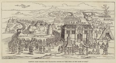 Hampton Court Palace, das berühmte Bild "Das Feld des Goldenen Tuchs" (Stich) von English School