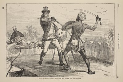 Nahkampf zwischen Mr. Shore und dem Goojur, Illustration aus Cassells Illustrierter Geschichte Englands von English School