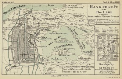 Hang-chau-Fu mit dem See, zusammengestellt aus verschiedenen chinesischen Quellen (Farblithographie) von English School