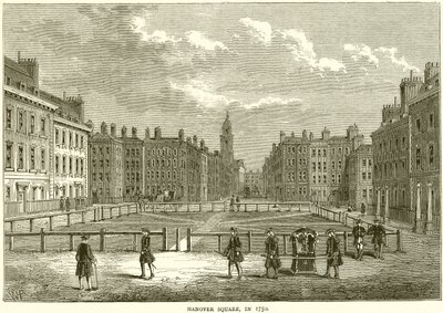 Hanover Square im Jahr 1750 von English School