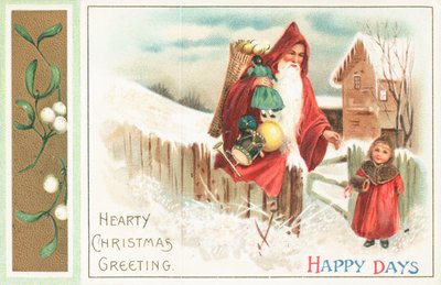 Glückliche Tage - Weihnachtsmann und Mädchen, Weihnachtskarte von English School