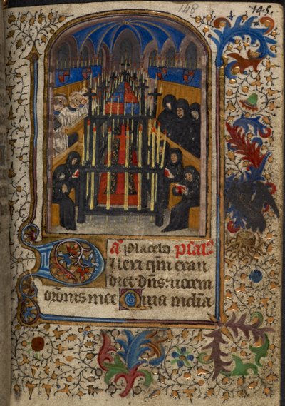Ein Begräbnisdienst mit dem Sarg bedeckt von den Waffen von John, Herzog von Bedford, aus den 