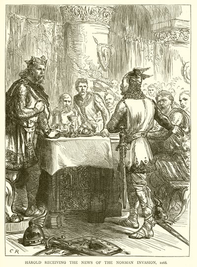 Harold erhält die Nachricht von der normannischen Invasion, 1066 von English School