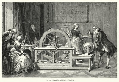 Hawksbees Elektrische Maschine (Gravur) von English School