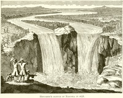Hennepins Skizze von Niagara im Jahr 1678 von English School